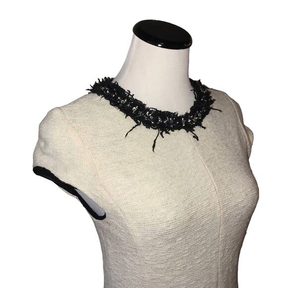 Rebecca Taylor Two Toned Embellished Neck Tweed Fringe Dress - Picture 6 of 12